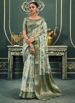 Model Cotton Green Party Wear Printed Saree